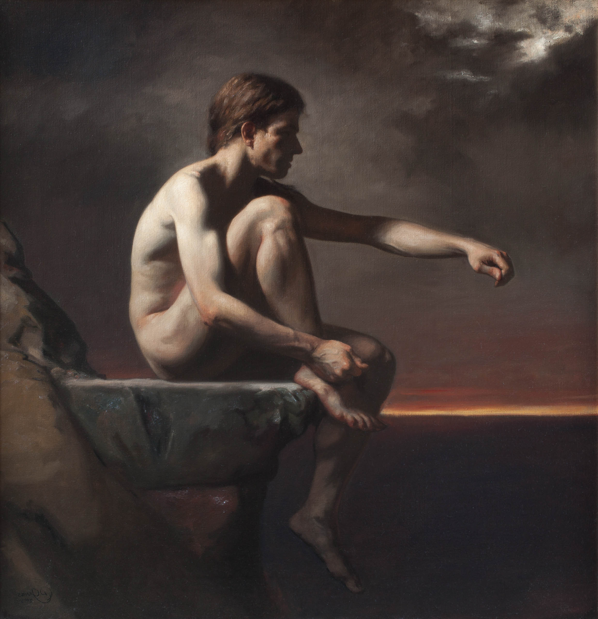 Daniel Graves, The Gift (male figure), Oil on linen, 51 x 53 in. 2006