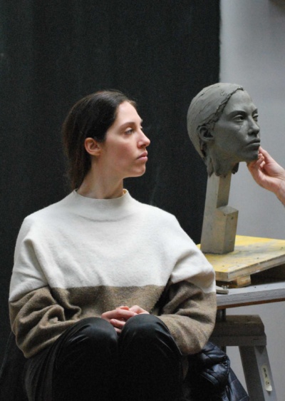 Advanced Sculpture Program Students, Avi Yosfan and Dan Russell, working on clay portraits from life at the Florence Academy of Art-CROP