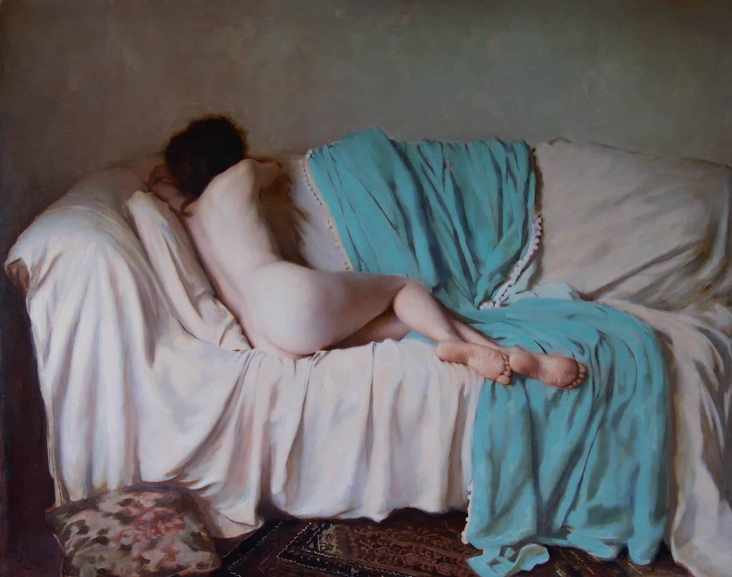 Carla Paine, "Resting nude", Oil on linen, 24 x 30 in. 2020