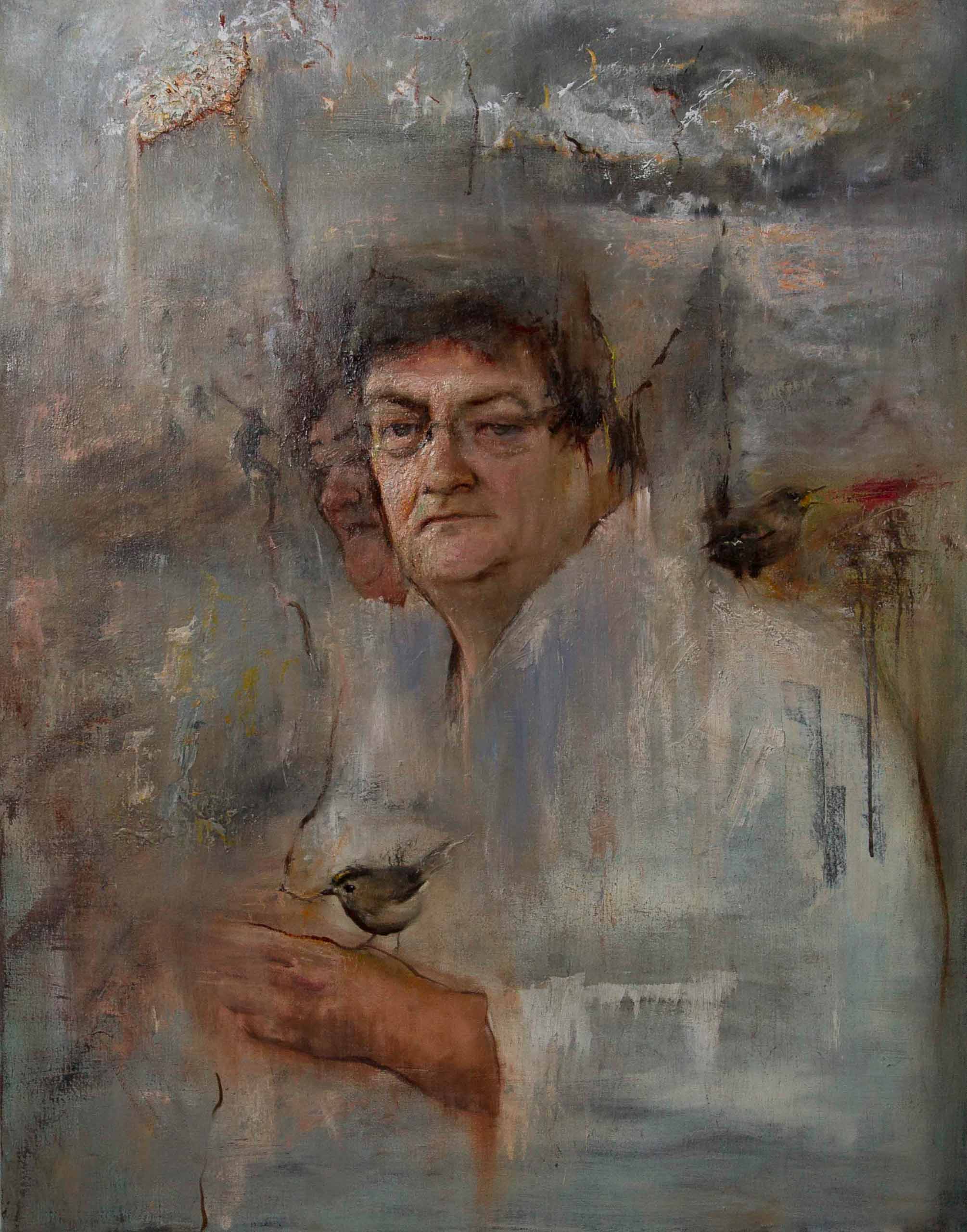 Alan Lawson, All One Breath, Portrait of John Burnside, Oil on linen, 70 x 90 cm, 2016, Scottish National Portrait Gallery