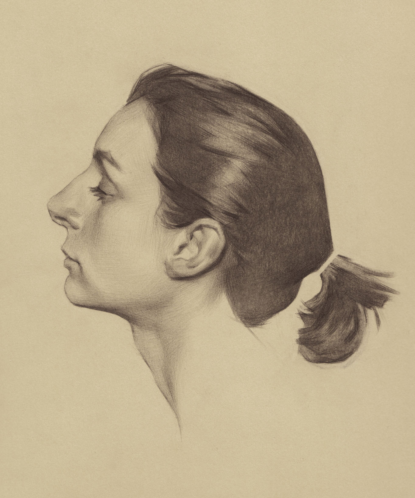 Andrew Ameral, Annie, Graphite on Stonehenge paper, 7 x 8 in. 2015