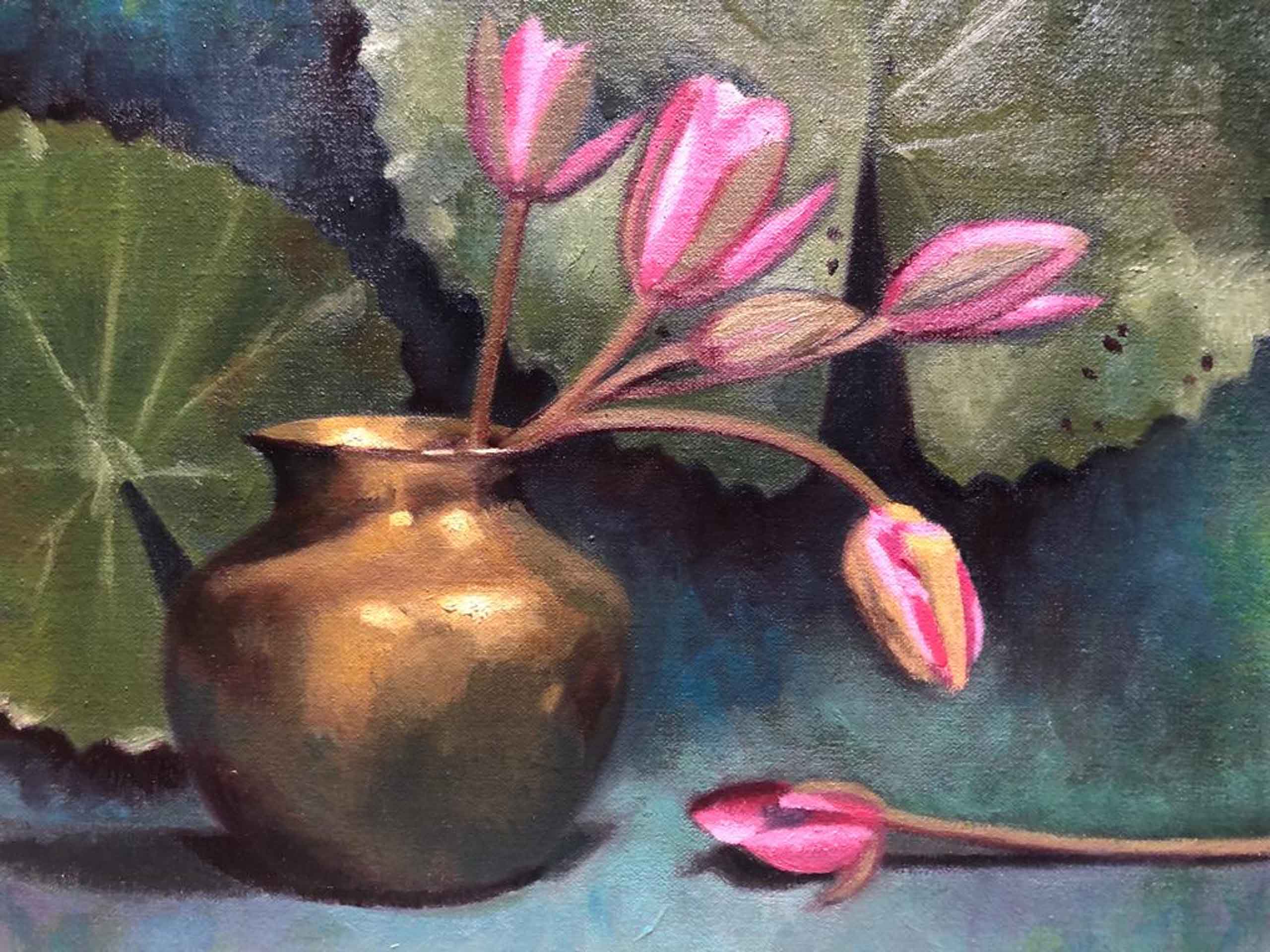 Duhita Samaiyar, "Water Lillies", Oil on linen, 35 x 30 cm, 2021