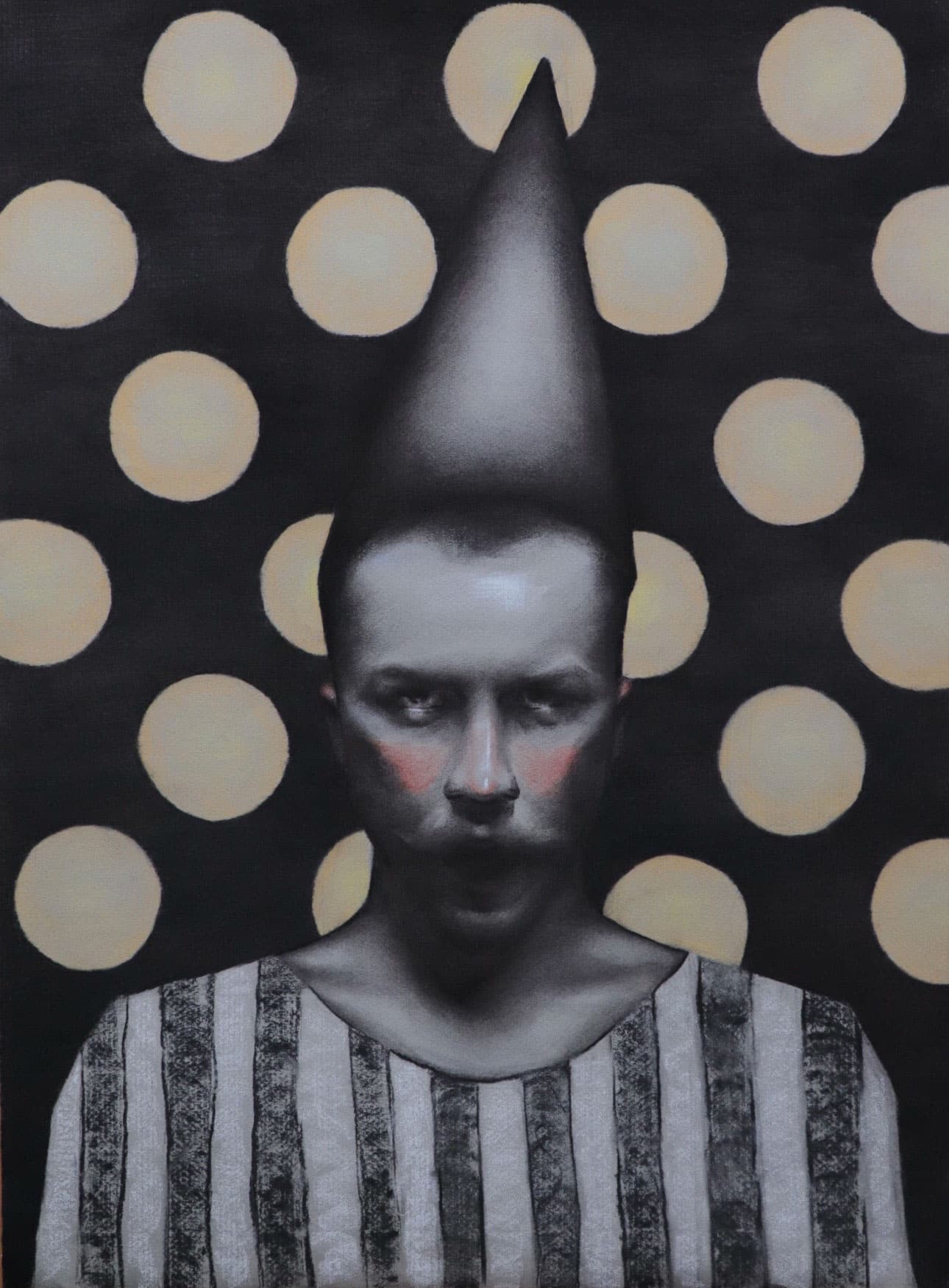 Hunter Parry, "The Dunce", Charcoal White Chalk Sanguine and Colored Pencil on Paper, 65 x 50 cm, 2021