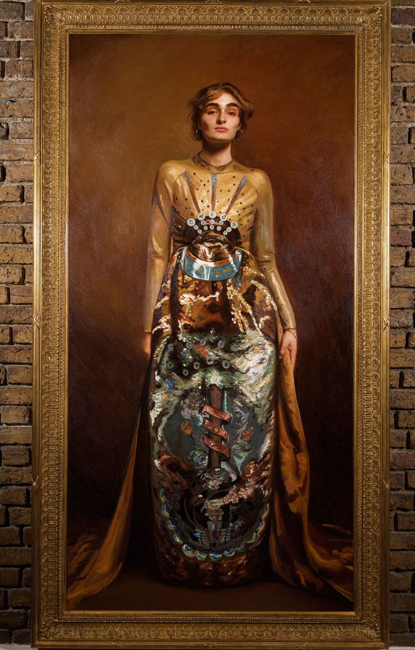Jamie Coreth, Portrait of Yasmina, Oil on linen, 210 x 110 cm, 2020