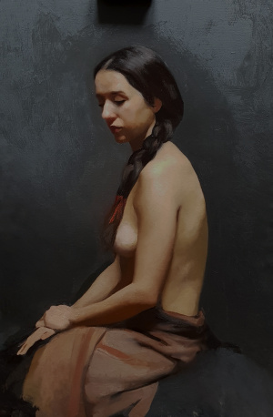 Per Olav Olsen, Seated Pose, Oil On canvas, 70 cm x 100 cm, 2019. (Not For Sale) Per Olav Olsen, Seated Pose, Oil On canvas, 70 cm x 100 cm, 2019. (Not For Sale)