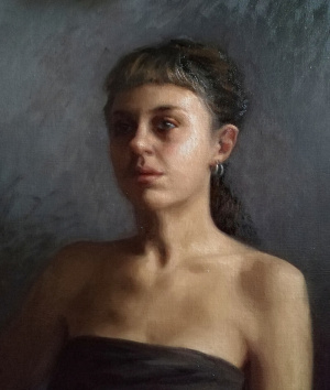 Marco Franco, "Portrait of Chiara", Oil on canvas, 50x40 cm, 2019, €1.200 Marco Franco, "Portrait of Chiara", Oil on canvas, 50x40 cm, 2019, €1.200
