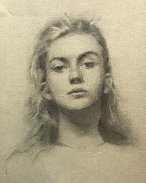 Clementine Hanbury, 3rd Year Student FAA Florence, self portrait done in quarantine