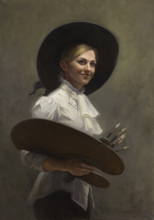 Hannah Sutton, Advanced Painting self portrait, FAA Florence