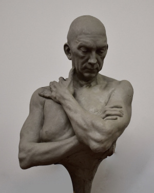 Kaelin Palcu-Johnson, Advanced Sculpture portrait, life size, waterbased clay, FAA Florence