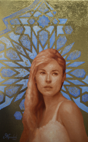 Amelia Meredith, "Zellij", Oil and gold leaf on canvas, 25x40 cm, 2021 Amelia Meredith, "Zellij", Oil and gold leaf on canvas, 25x40 cm, 2021