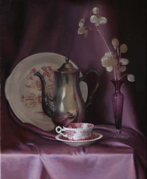 Adrienne van Summern, "Still Life Mauve", Oil on canvas, 20x25 in, 2021 Adrienne van Summern, "Still Life Mauve", Oil on canvas, 20x25 in, 2021