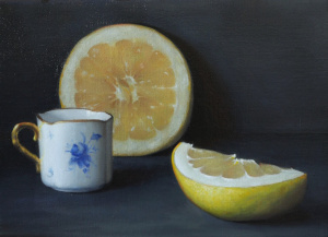 Adrienne van Summern, "Grapefruit Study", 23x30.5 cm (9x12 in), Oil on canvas, 2021 Adrienne van Summern, "Grapefruit Study", 23x30.5 cm (9x12 in), Oil on canvas, 2021