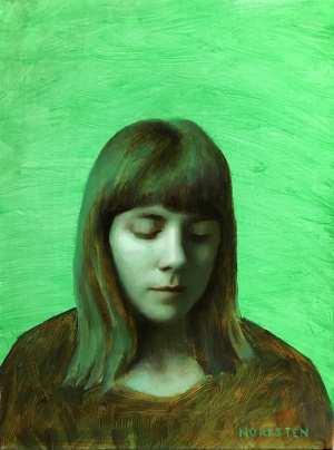 Britta Noresten, "Half a World", Oil on panel, 24x18 cm, 2021 Britta Noresten, "Half a World", Oil on panel, 24x18 cm, 2021