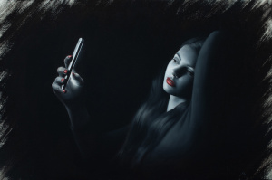 Frøydis Aarseth, "Selfie World", Oil on linen, 53x80 cm, 2019 Frøydis Aarseth, "Selfie World", Oil on linen, 53x80 cm, 2019