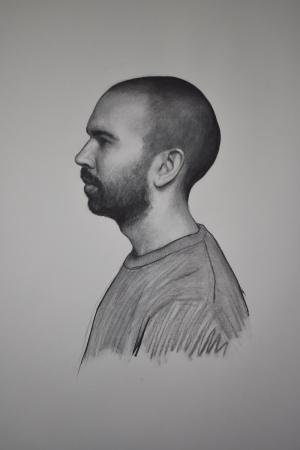 Phoebe Hicks, "Ed", Charcoal and chalk, 35.5x61 cm (14x24 in), 2019 Phoebe Hicks, "Ed", Charcoal and chalk, 35.5x61 cm (14x24 in), 2019