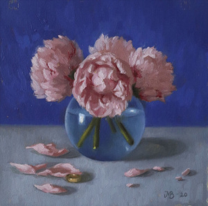 Marie Blom, "Pink Peonies", Oil on canvas panel, 20x20 cm, 2020 Marie Blom, "Pink Peonies", Oil on canvas panel, 20x20 cm, 2020