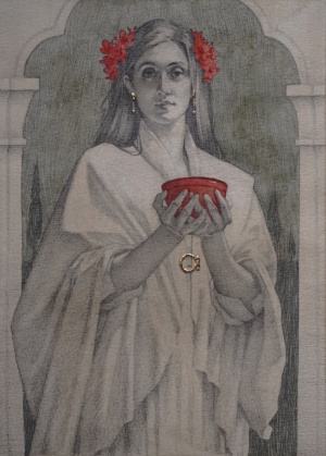 "Red Bowl", Graphite & Watercolor, 20x15 cm (8x6 in), 2020 Terra Chapman, "Red Bowl", Graphite & Watercolor, 20x15 cm (8x6 in), 2020