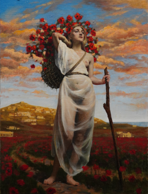 "The Flower Picker", Oil on canvas, 46x61 cm (18x24 in), a2020 Terra Chapman, "The Flower Picker", Oil on canvas, 46x61 cm (18x24 in), 2020