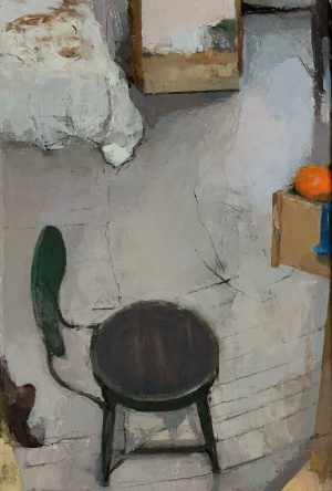 "Green Chair", Oil on linen, 46x30.5 cm (18x12 in), 2020 Carolyn Pyfrom, "Green Chair", Oil on linen, 46x30.5 cm (18x12 in), 2020