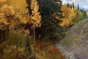 Rachel Personett, "Golden Grove", Oil on aluminum, 24x36 cm, 2020 Rachel Personett, "Golden Grove", Oil on aluminum, 24x36 cm, 2020