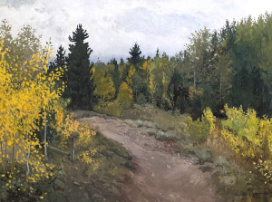 Rachel Personett, "First Leaves", Oil on aluminum, 18x24 cm, 2020 Rachel Personett, "First Leaves", Oil on aluminum, 18x24 cm, 2020