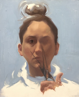 Raffaella Freyre, "Ongoing Resolution", Oil on wood, 35x38.5 cm, 2020 Raffaella Freyre, "Ongoing Resolution", Oil on wood, 35x38.5 cm, 2020