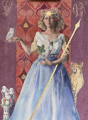 "Fiamma", Watercolor and guache on raw linen, 138 x 104 cm, 2021 Fiona Corsini San Giuliano, "Fiamma", Watercolor and guache on raw linen, 138 x 104 cm, 2021