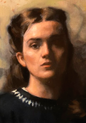 Clementine Hanbury, "Self Portrait", Oil on panel, 35x25 cm, 2021 Clementine Hanbury, "Self Portrait", Oil on panel, 35x25 cm, 2021