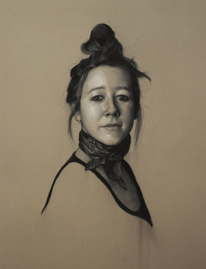 Phoebe Hicks, "Holly", Charcoal and chalk, 43x63.5 cm (17x25 in), 2019 Phoebe Hicks, "Holly", Charcoal and chalk, 43x63.5 cm (17x25 in), 2019