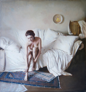"Before the Bath", Oil on linen, 76x81 cm (30x32 in), 2021 Carla Paine, "Before the Bath", Oil on linen, 76x81 cm (30x32 in), 2021