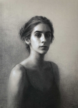 Erica Arcudi, Autoritratto, Charcoal and white chalk on toned paper, 2019 850€ Erica Arcudi, Autoritratto, Charcoal and white chalk on toned paper, 2019 850€ copy