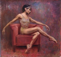 "La Bailarina", Oil on linen, 95 x 90 cm, 2018 Bernhard Schmidt, La Bailarina, Oil on linen, 95 x 90 cm, 2018
