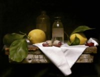 "Composition with white cloth and Lemons", Oil on Linen, 13 x 17 in. 2007 Carlos Madrid - Composition with white cloth and Lemons, Oil on Linen, 13 x 17 in. 2007