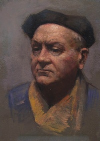 "Andrea with hat", Oil on panel, 25 x 35 cm, 2016