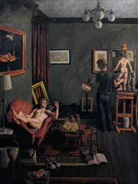 Kendric Tonn, Studio Scene, Oil on panel, 36 x 48, 2021