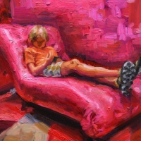 "Madder Rapture", Oil on Aluminum Dibond, 25 x 25 cm, 2017