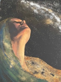 "Faith", Lacquer & Silver on board, 27.5 x 20 in. 2021