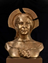 "Sancta's Broken Halo", Bronze, H58 x W46 x D34 cm, 2021 Dr Gindi, "Sancta's Broken Halo", Bronze, H58 x W46 x D34 cm, 2021