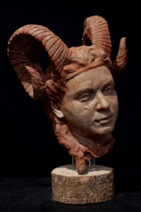 "Satyress", Patined plaster, Side view, 50 x 35 x 25 cm, 2020