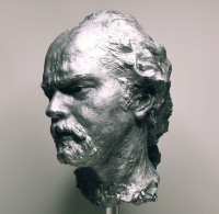 Olivia Kim, "Portrait of composer Octavio Vazquez", Cast aluminum, 9 x 10 x 15 in. 2019