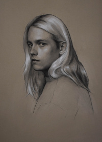 Phoebe Hicks, "James", Charcoal and chalk, 50 x 60 cm, 2019