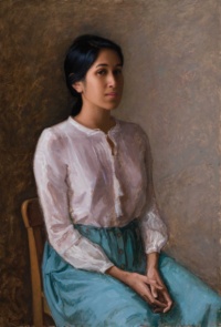 "Portrait of Rasheeda", Oil on panel, 66 x 97 cm, 2021 Romer Kitching, "Portrait of Rasheeda", Oil on panel, 66 x 97 cm, 2021