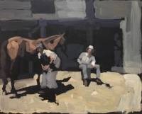 "Farriers", Acrylic on board, 40 x 50 cm, 2021 Romy Elliott, Farriers, Acrylic on board, 40 x 50 cm, 2021