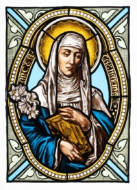 "Santa-Catharina", Stained glass window, 47,5 x 67 cm, 2020 Virginie Vandeputte, Santa-Catharina, Stained glass window, 47,5 x 67 cm, 2020