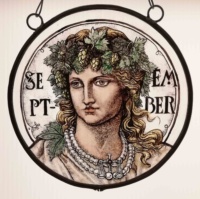 "September", Stained glass roundel, Diameter 26 cm, 2020 Virginie Vandeputte, September - Roundel, Stained glass roundel, Diameter 26 cm, 2020
