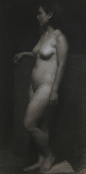 Aaron Pavelis, Intermediate, Figure drawing, Charcoal and white chalk on toned paper, 75x33 cm Aaron Pavelis, Intermediate, Figure drawing, Charcoal and white chalk on toned paper, 75x33 cm