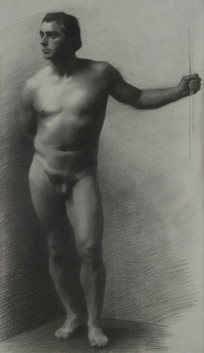 Aaron Pavelis, Intermediate (second year), Figure drawing, Charcoal on paper, 64x38 cm Aaron Pavelis, Intermediate (second year), Figure drawing, Charcoal on paper, 64x38 cm