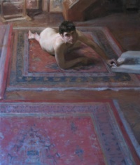 "25, Piazzale Donatello", Oil on canvas, 53 x 63.5 in. 2005 Angel Ramiro Sanchez, 25, Piazzale Donatello, Oil on canvas, 53 x 63.5 cm, 2005