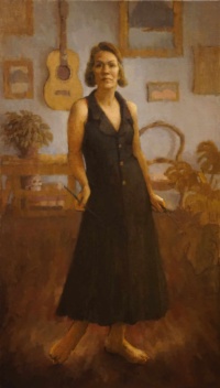 "Selfportrait as dancer", Oil on linen, 105 x 80 cm, 2019 Anna-Brith Arntsen, Selfportrait as dancer, Oil on linen, 105 x 80 cm, 2019