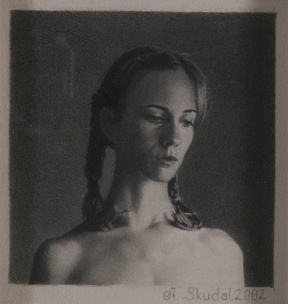 Atle Skudal, Advanced Painting (third year), Portrait of Anastasia, Pencil on paper, 9x9 cm, 2002 Atle Skudal, Advanced Painting (third year), Portrait of Anastasia, Pencil on paper, 9x9 cm, 2002